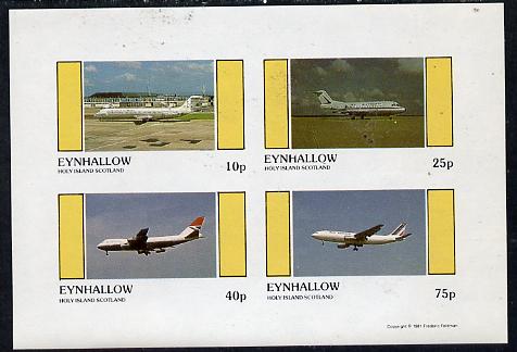 Eynhallow 1981 Airliners #1 imperf  set of 4 values (10p to 75p) unmounted mint , stamps on aviation