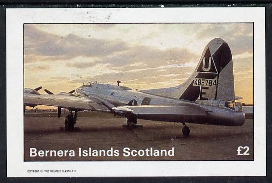 Bernera 1982 WW2 Aircraft imperf deluxe sheet (Â£2 value) unmounted mint, stamps on aviation, stamps on  ww2 , stamps on 