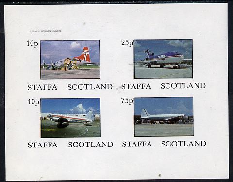 Staffa 1982 Aircraft #3 imperf  set of 4 values unmounted mint, stamps on aviation