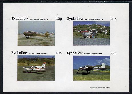 Eynhallow 1981 Light Aircraft #1 imperf  set of 4 values (10p to 75p) unmounted mint , stamps on aviation