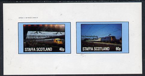 Staffa 1982 Modern Trains  imperf  set of 2 values (40p & 60p) unmounted mint , stamps on railways