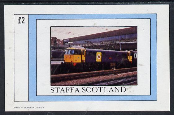Staffa 1982 Modern Trains  imperf deluxe sheet (Â£2 value) unmounted mint, stamps on railways