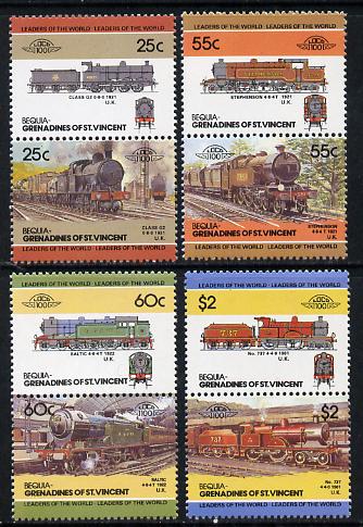 St Vincent - Bequia 1985 Locomotives #3 (Leaders of the World) set of 8 unmounted mint, stamps on railways