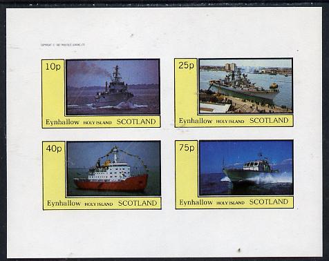 Eynhallow 1982 Warships #2 imperf  set of 4 values (10p to 75p) unmounted mint, stamps on ships, stamps on  ww2 , stamps on polar