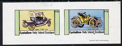 Eynhallow 1981 Cars #2 (Model 'T' Ford & Darracq) imperf  set of 2 values (40p & 60p) unmounted mint, stamps on cars, stamps on ford, stamps on darracq