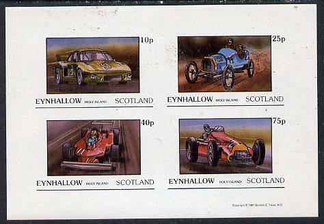Eynhallow 1981 Racing Cars (Porche, Fiat, Ferrari & Alfa) imperf  set of 4 values (10p to 75p) unmounted mint , stamps on cars    porsche    fiat    ferrari    alfa romeo