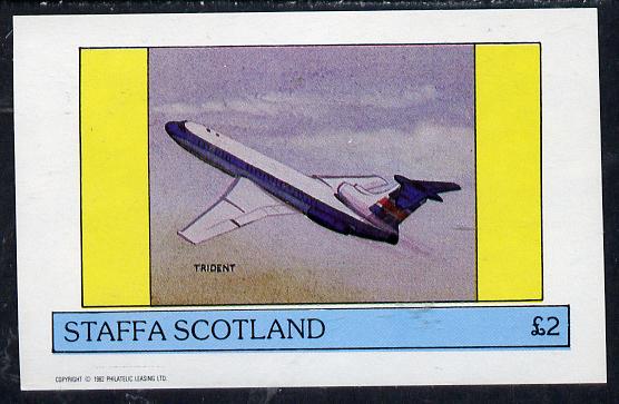 Staffa 1982 Aircraft #6 imperf deluxe sheet (Â£2 value) unmounted mint, stamps on , stamps on  stamps on aviation    trident