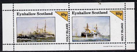 Eynhallow 1981 Warships #1 perf  set of 2 values (40p & 60p) unmounted mint, stamps on ships