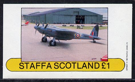 Staffa 1982 WW2 Aircraft #4 imperf souvenir sheet (Â£1 value) unmounted mint, stamps on aviation, stamps on  ww2 , stamps on  raf , stamps on 