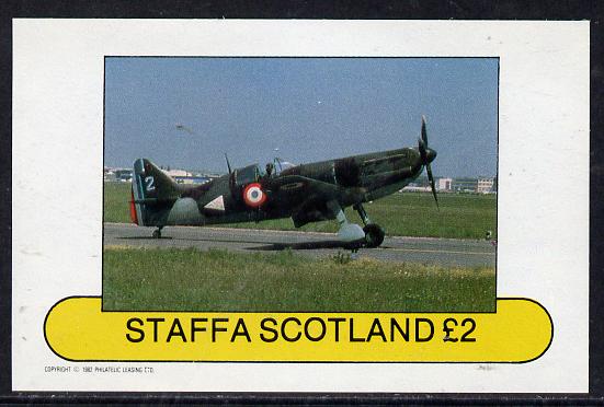 Staffa 1982 WW2 Aircraft #4 imperf deluxe sheet (Â£2 value) unmounted mint, stamps on aviation, stamps on  ww2 , stamps on  raf , stamps on 