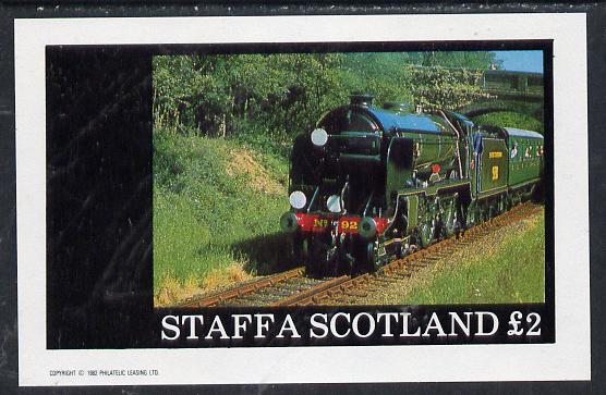 Staffa 1982 Steam Locos #03 imperf deluxe sheet (Â£2 value) unmounted mint, stamps on railways