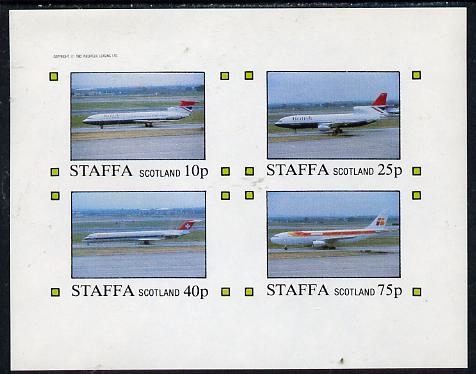 Staffa 1982 Airliners #2 imperf  set of 4 values (10p to 75p) unmounted mint , stamps on aviation