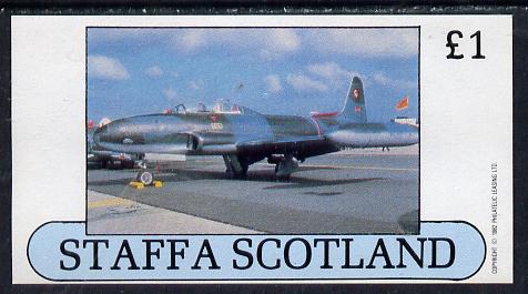 Staffa 1982 Military Jets #4 imperf souvenir sheet (Â£1 value)  unmounted mint, stamps on aviation