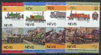 Nevis 1985 Locomotives #3 (Leaders of the World) set of 8 unmounted mint SG 277-84, stamps on railways