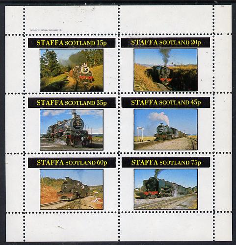 Staffa 1982 Steam Locos #09 perf set of 6 values (15p to 75p) unmounted mint, stamps on railways
