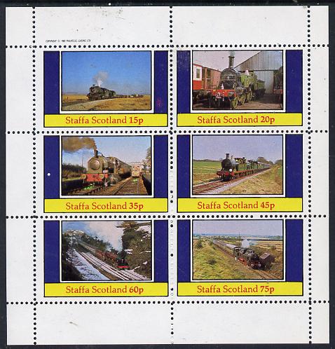 Staffa 1982 Steam Locos #10 perf set of 6 values (15p to 75p) unmounted mint, stamps on , stamps on  stamps on railways