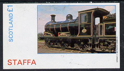 Staffa 1982 Steam Locos #11 imperf souvenir sheet (Â£1 value)  unmounted mint, stamps on railways