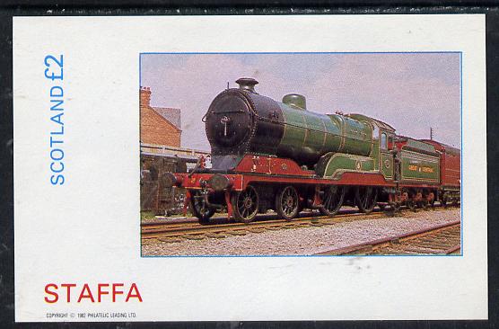 Staffa 1982 Steam Locos #11 imperf deluxe sheet (Â£2 value) unmounted mint, stamps on , stamps on  stamps on railways