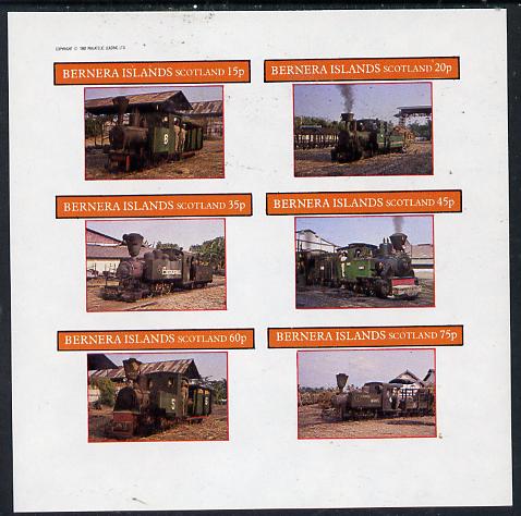 Bernera 1982 Steam Locos #11 (Java Sugar Cane Locos) imperf set of 6 values (15p to 75p) unmounted mint, stamps on , stamps on  stamps on railways    sugar