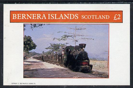 Bernera 1982 Steam Locos #11 (Java Sugar Cane Loco) imperf deluxe sheet (Â£2 value) unmounted mint, stamps on railways    sugar