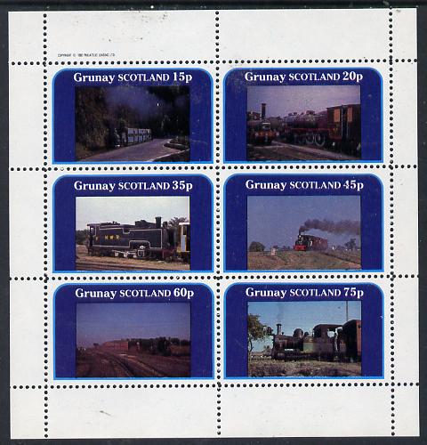 Grunay 1982 Steam Locos #03 (Indian) perf set of 6 values (15p to 75p) unmounted mint, stamps on railways