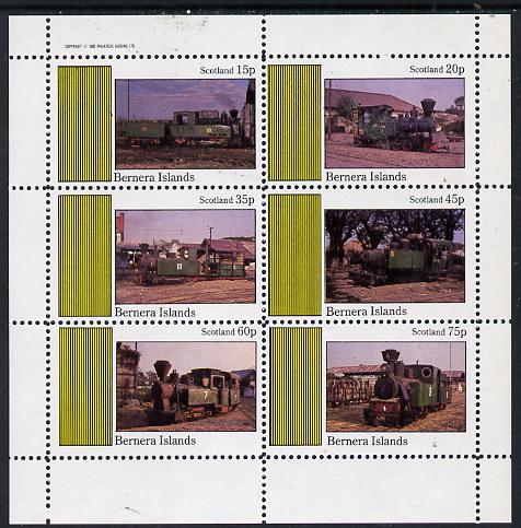 Bernera 1982 Steam Locos #12 (North Wales Narrow Gauge)) perf set of 6 values (15p to 75p) unmounted mint, stamps on , stamps on  stamps on railways    sugar