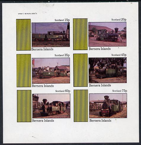 Bernera 1982 Steam Locos #12 (North Wales Narrow Gauge)) imperf set of 6 values (15p to 75p) unmounted mint, stamps on railways     