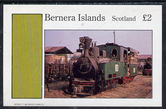 Bernera 1982 Steam Locos #12 (Java Sugar Cane Locos) imperf deluxe sheet (Â£2 value) unmounted mint, stamps on railways    sugar
