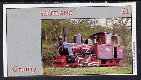 Grunay 1982 Steam Locos #07 imperf souvenir sheet (Â£1 value) unmounted mint, stamps on railways