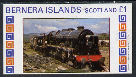 Bernera 1982 Steam Locos #13 imperf souvenir sheet (Â£1 value) unmounted mint, stamps on railways