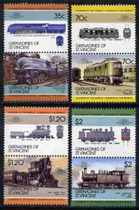 St Vincent - Grenadines 1985 Locomotives #5 (Leaders of the World) set of 8 unmounted mint SG 412-19, stamps on railways
