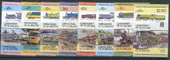 St Vincent - Grenadines 1984 Locomotives #1 (Leaders of the World) set of 16 unmounted mint SG 271-86, stamps on , stamps on  stamps on railways
