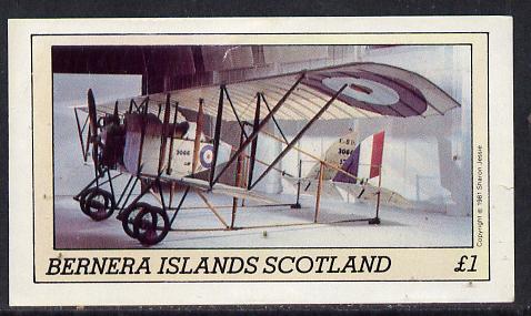 Bernera 1981 Museum Aircraft imperf souvenir sheet (Â£1 value) unmounted mint, stamps on aviation