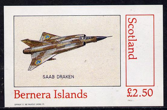 Bernera 1982 Aircraft #14 (Saab Draken) imperf deluxe sheet (Â£2.5 value) unmounted mint, stamps on , stamps on  stamps on aviation, stamps on  stamps on saab