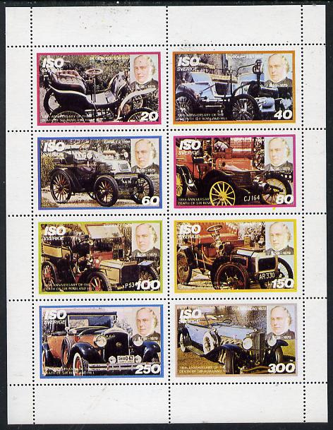Iso - Sweden 1979 Rowland Hill (Cars) perf  set of 8 values (20 to 300) unmounted mint, stamps on cars, stamps on postal, stamps on rowland hill, stamps on  iso , stamps on 