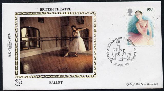 Great Britain 1982 Europa (British Theatre) 15.5p (Ballet) on Benham small silk cover with special first day cancel, stamps on dancing, stamps on theatre, stamps on entertainments, stamps on europa, stamps on ballet