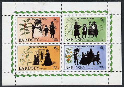 Bardsey (British Local) 1980 Christmas set of 4 unmounted mint, stamps on christmas    snowman      carol