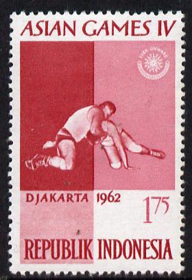 Indonesia 1962 Wrestling 1r75 (from Asian Games set) unmounted mint SG 916, stamps on sport, stamps on wrestling