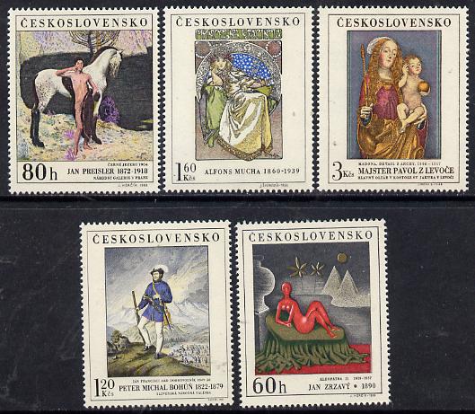 Czechoslovakia 1968 Art (3rd issue) set of 5 unmounted mint, SG 1790-94, Mi 1839-43, stamps on arts, stamps on horses, stamps on egyptology