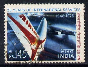 India 1973 Air India (1r 45 value) commercially used SG 686, stamps on aviation