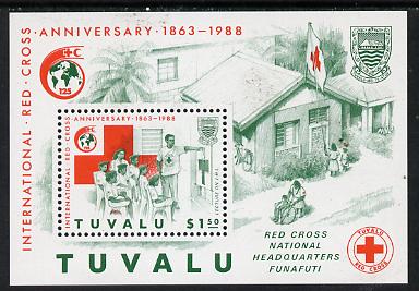 Tuvalu 1988 Red Cross m/sheet unmounted mint, SG MS 522, stamps on medical, stamps on red cross, stamps on nurses, stamps on wheelchair, stamps on bicycles