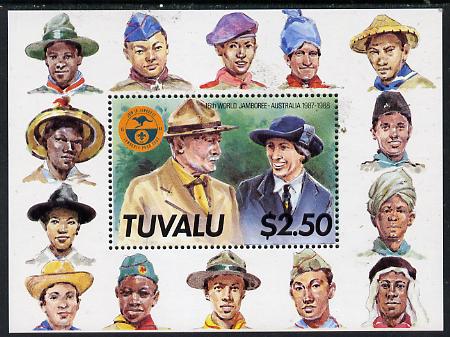 Tuvalu 1987 World Scout Jamboree m/sheet unmounted mint, SG MS 497, stamps on scouts