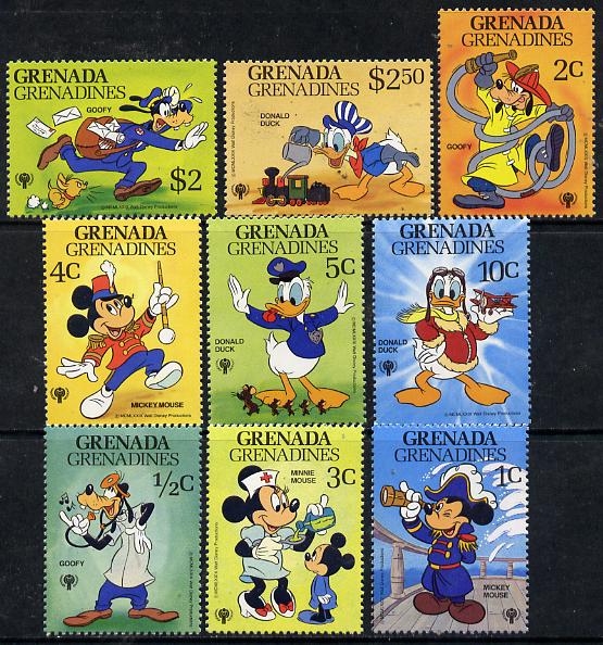 Grenada - Grenadines 1979 International Year of The Child - Walt Disney Characters set of 9 unmounted mint, SG 354-62*, stamps on disney, stamps on children, stamps on , stamps on  iyc , stamps on , stamps on fire, stamps on police, stamps on postman, stamps on telescopes