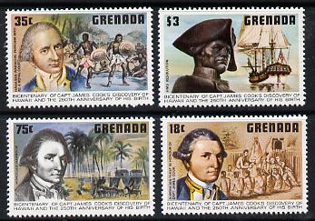 Grenada 1978 Birth Anniversary of Capt Cook set of 4 unmounted mint, SG 970-73*, stamps on explorers, stamps on cook, stamps on personalities