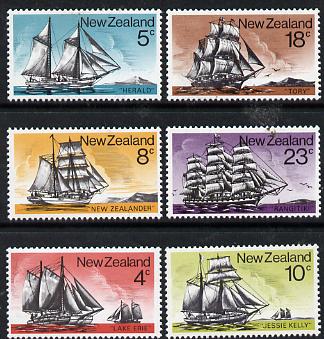New Zealand 1975 Historic Sailing Ships set of 6 unmounted mint, SG 1069-74*, stamps on ships, stamps on sailing