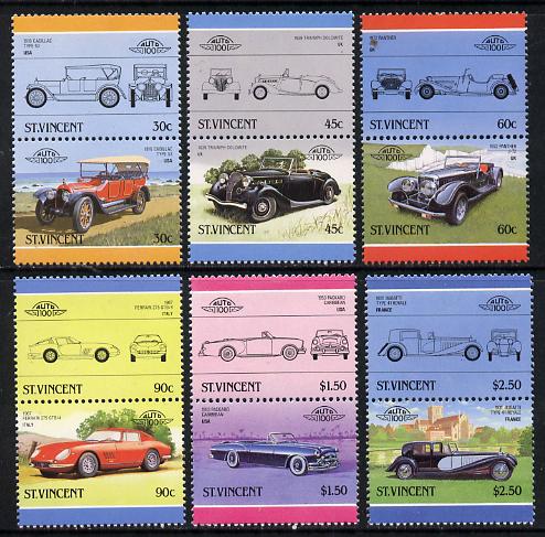 St Vincent 1986 Cars #5 (Leaders of the World) set of 12 unmounted mint SG 959-70, stamps on cars    bugatti    panther    ferrari    packard     triumph    cadillac