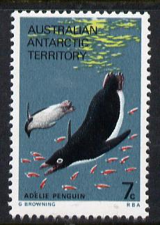 Australian Antarctic Territory 1973 Penguin 7c from the Pictorial Def set unmounted mint, SG 25 (blocks or gutter pairs pro-rata), stamps on polar   birds    penguin