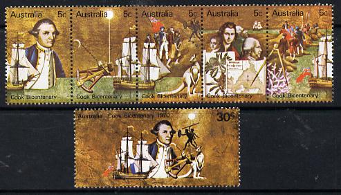 Australia 1970 Bicentenary of Cooks Discovery set of 6 unmounted mint, SG 459-64, stamps on cook    explorers    ships