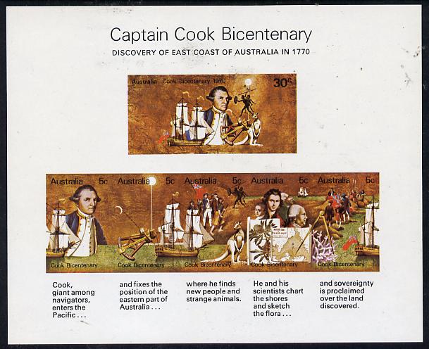 Australia 1970 Bicentenary of Cook's Discovery imperf m/sheet unmounted mint, SG MS 465, stamps on cook, stamps on explorers, stamps on ships   