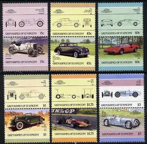 St Vincent - Grenadines 1986 Cars #3 (Leaders of the World) set of 12 unmounted mint SG 431-42, stamps on cars    marmon    lotus    delage    mercedes    lamborghini    rolls royce